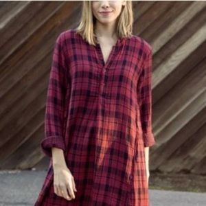 Free People CP Shades Plaid Flannel Dress XS EUC